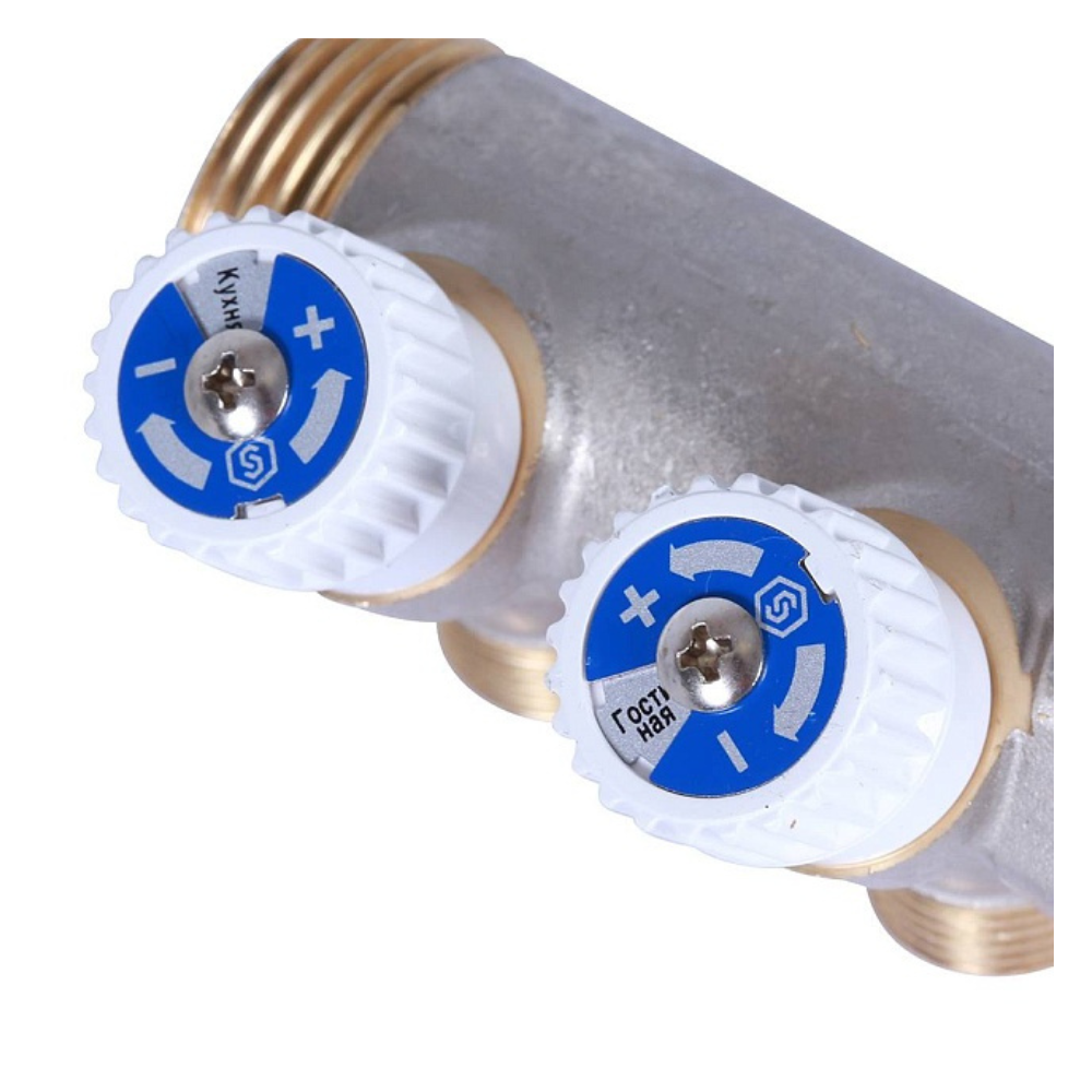 Распределительный коллектор 1", 2 отвода 1/2", плоское уплотнение / Stout фото на multiBOX