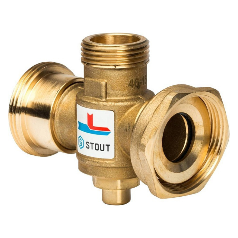 Термостатический смесительный клапан 1 1/2" НР - 1 1/2" ВР - 1" НР, 70°С / Stout фото на multiBOX