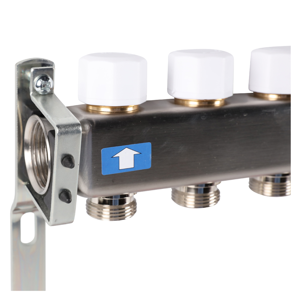 Коллектор из нерж. стали 10 выходов с расходомерами, с клапаном вып. воздуха и сливом / Rommer фото на multiBOX