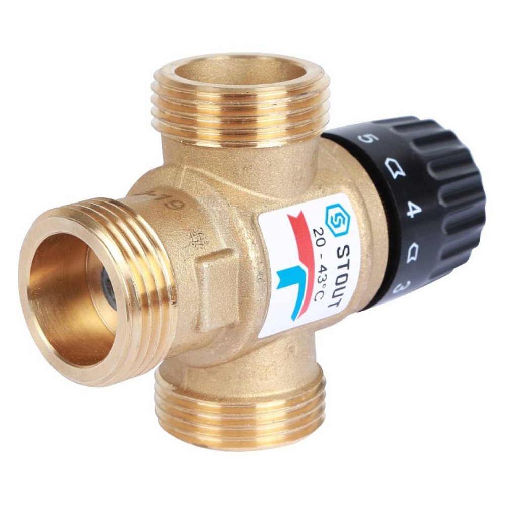 Термостатический смесительный клапан 1" НР, 20-43°С, KVs 1.6 / Stout фото на multiBOX