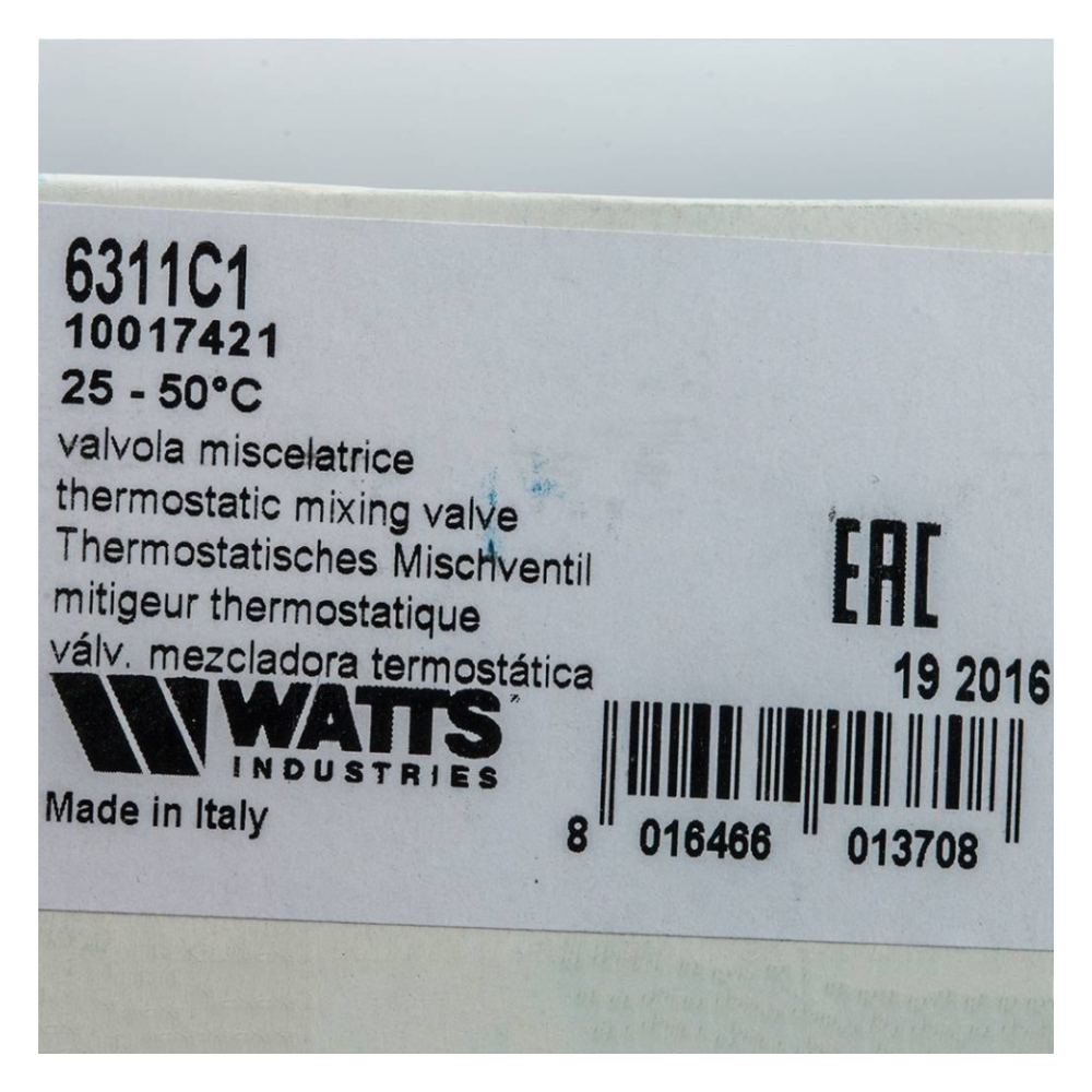 Термостатический смесительный клапан AQUAMIX 1" ВР, 25-50°С, KVs 2.1 / Watts фото на multiBOX