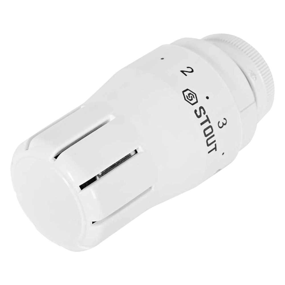 Термостатическая головка DESIGN белая, жидкостная M30x1.5 / Stout фото на multiBOX