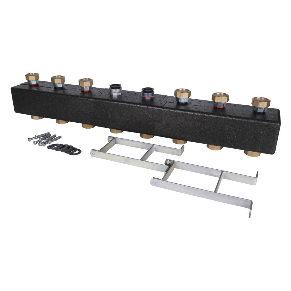 Распределительный коллектор до 7 отопит. контуров, нерж. сталь, компл. кронштейнов / Meibes фото на multiBOX