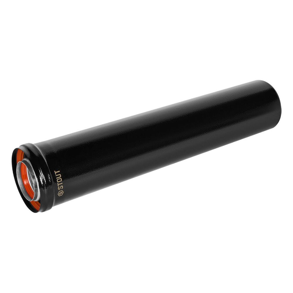 Удлинитель D60/100 п-м L500 мм, черный, традиционный / Stout фото на multiBOX