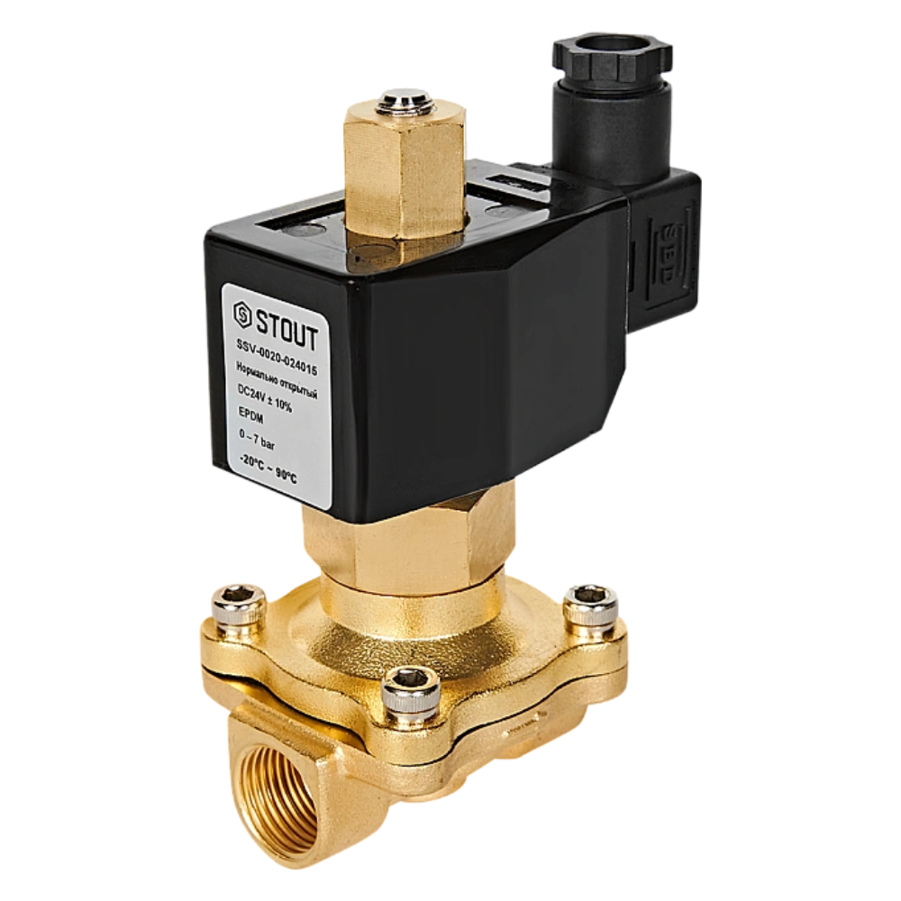 Электромагнитный клапан 1/2" НО, 24В, прямого действия / Stout фото на multiBOX