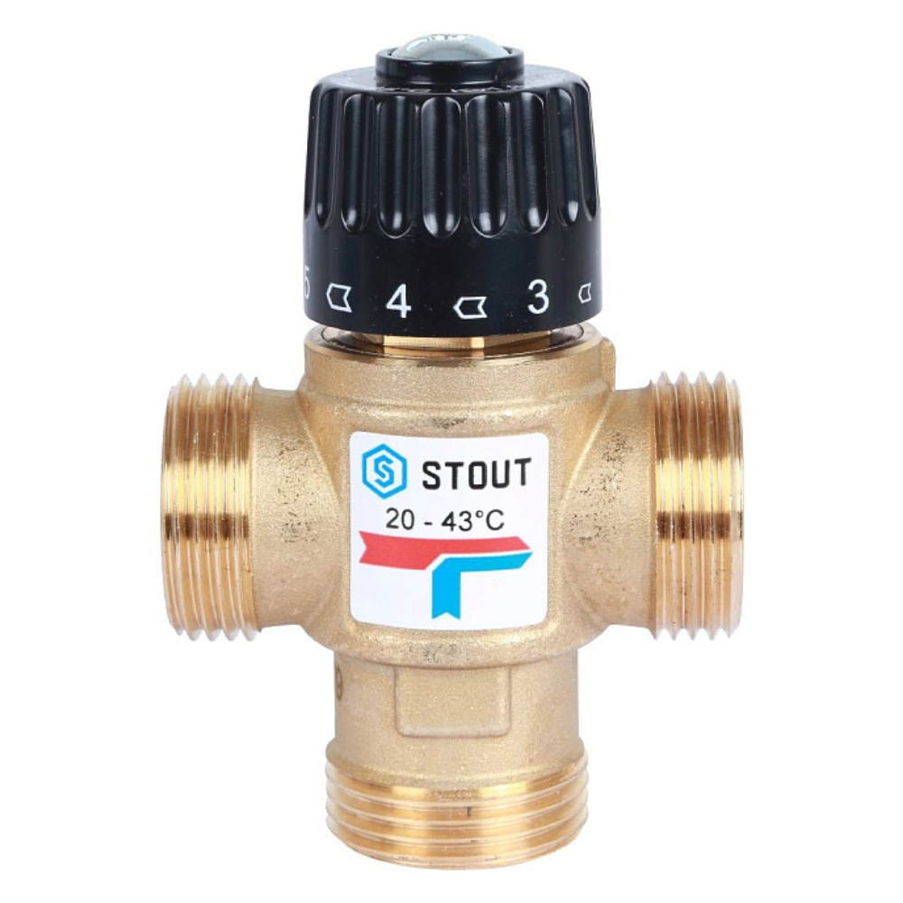 Термостатический смесительный клапан 1" НР, 20-43°С, KVs 1.6 / Stout фото на multiBOX