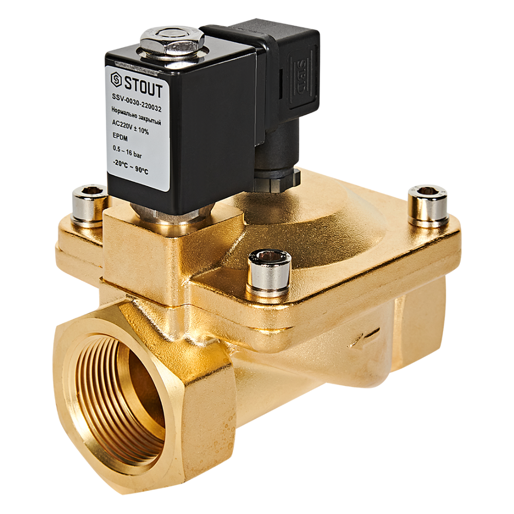 Электромагнитный клапан 1 1/4" НЗ, 220В, непрямого действия / Stout фото на multiBOX