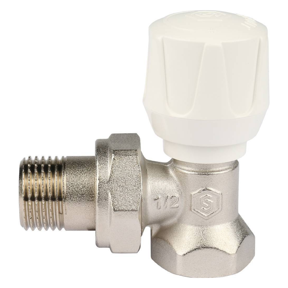 Терморегулирующий ручной клапан 1/2" для радиатора, угловой / Stout фото на multiBOX