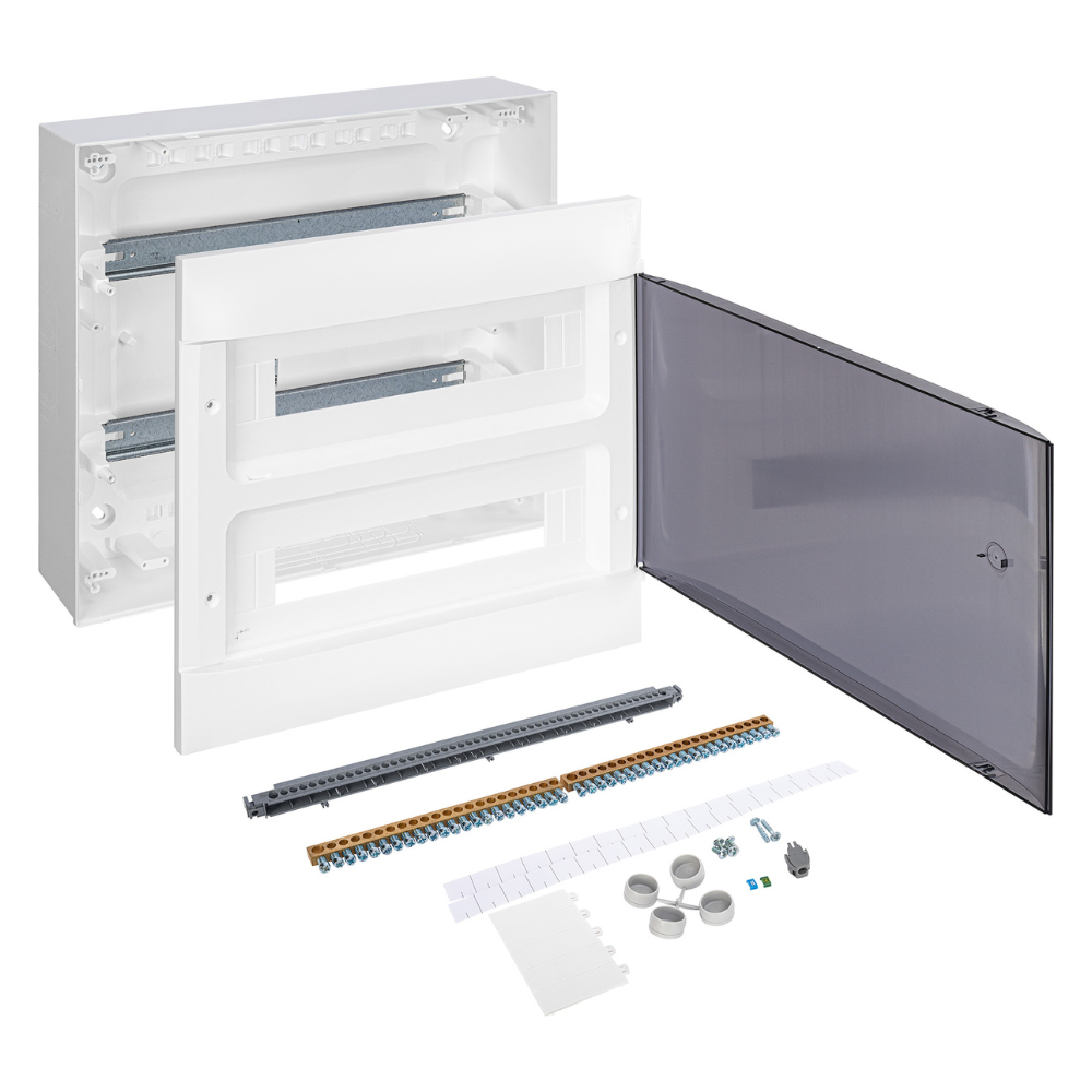 Щиток накладной PRACTIBOX S 36M / 2x18, прозрачная дым. дверь, N+PE, IP40 / Legrand фото на multiBOX