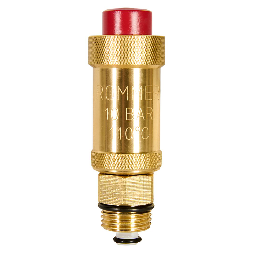 Воздухоотводчик автоматический FLEX 1/2" НР верт. выпуск c отсечным клапаном, без покрытия / Rommer фото на multiBOX