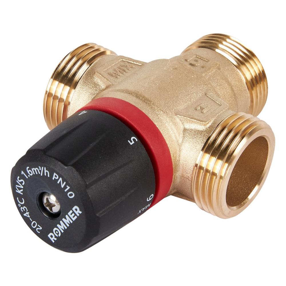 Термостатический смесительный клапан 1" НР, 20-43°С, KVs 1.6 (боковое смешивание) / Rommer фото на multiBOX