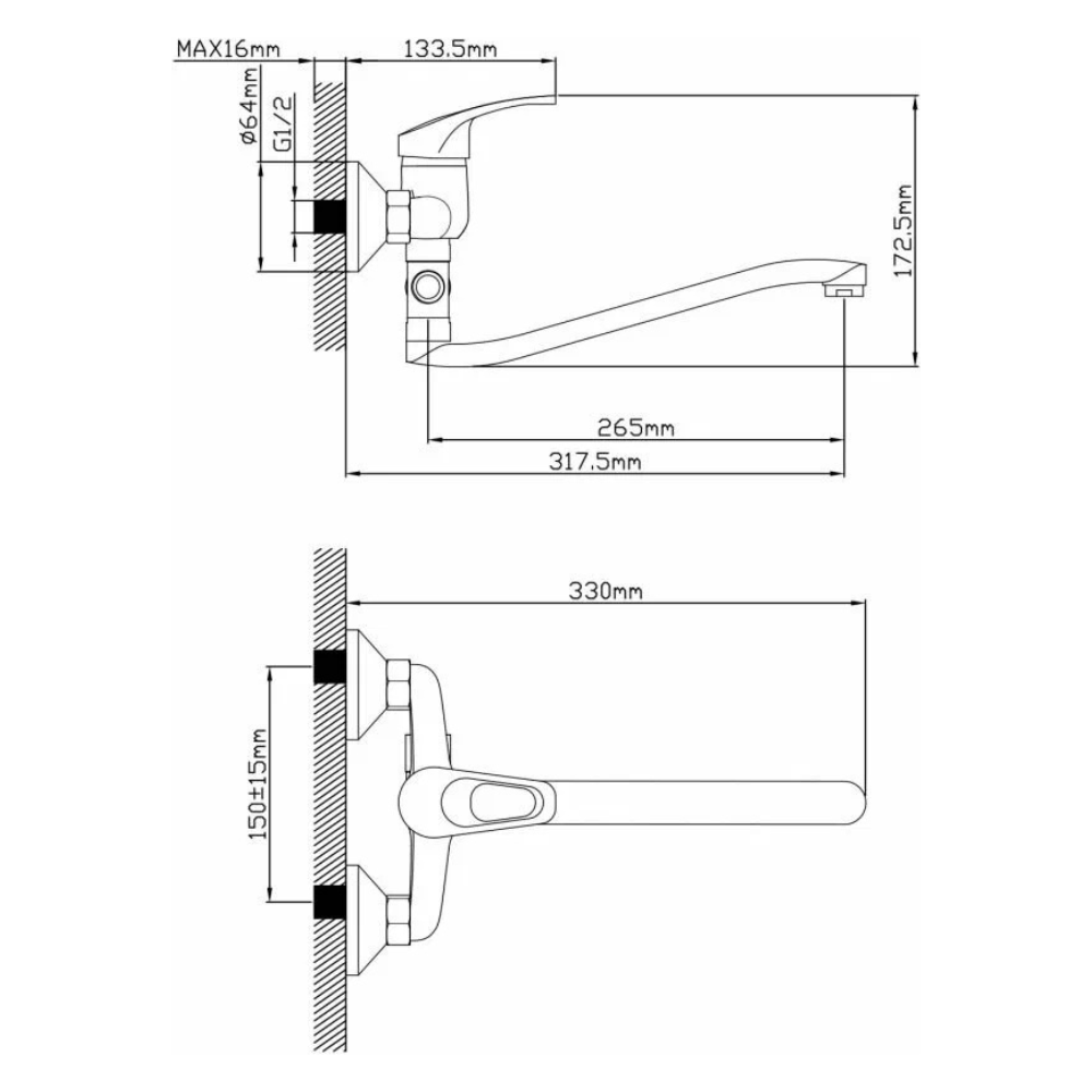 Смеситель для ванны (Lt) D35, серия URS (AVURS7-A120-221) / AV Engineering фото на multiBOX