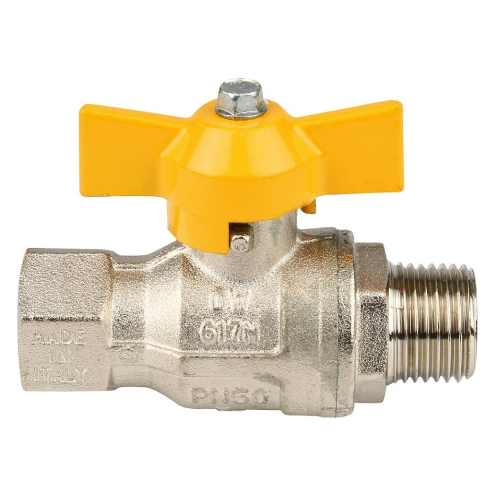 Кран шаровый для газа BERLIN 073, 1/2" НР-ВР полнопроходной, ручка бабочка / Itap фото на multiBOX