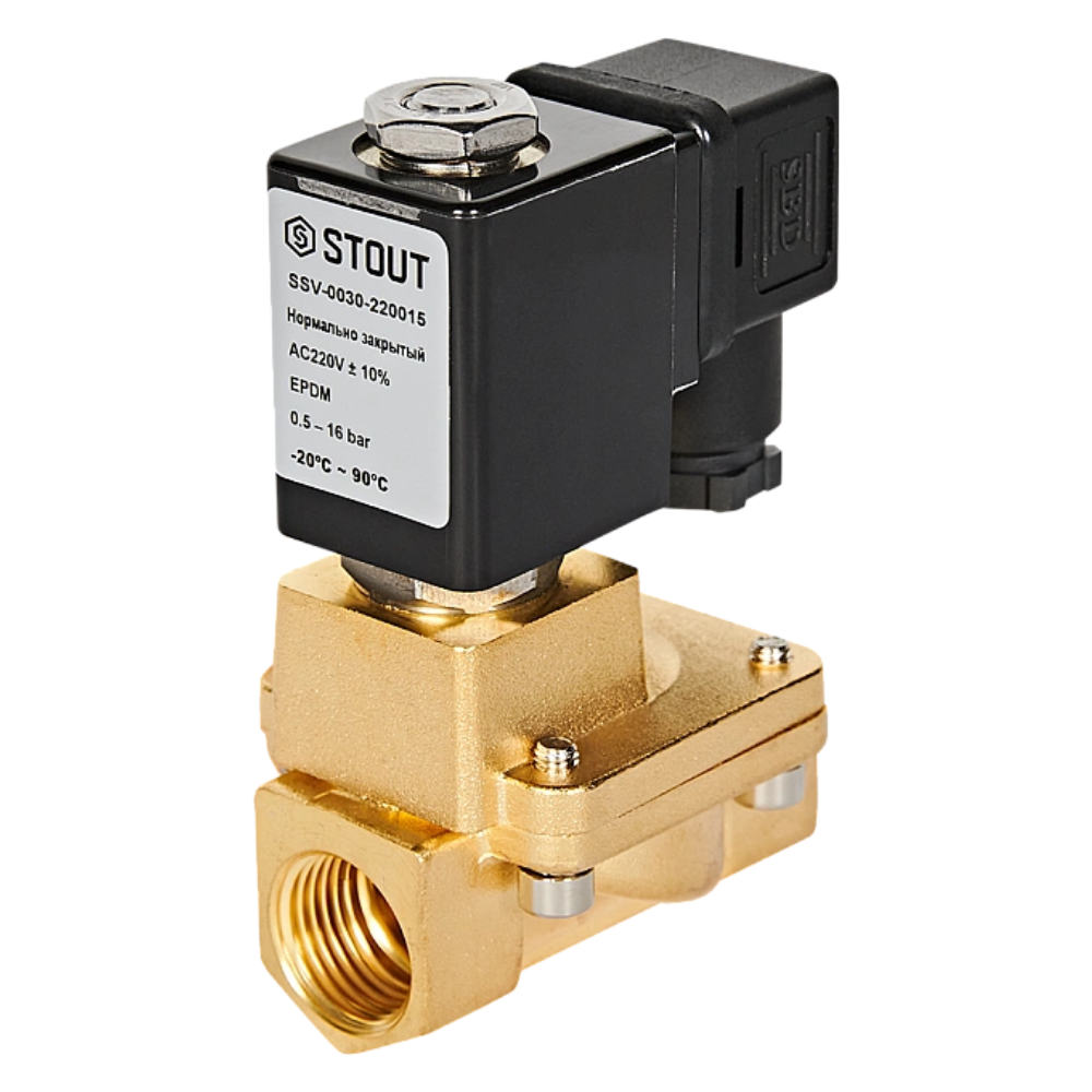 Электромагнитный клапан 1/2" НЗ, 220В, непрямого действия / Stout фото на multiBOX