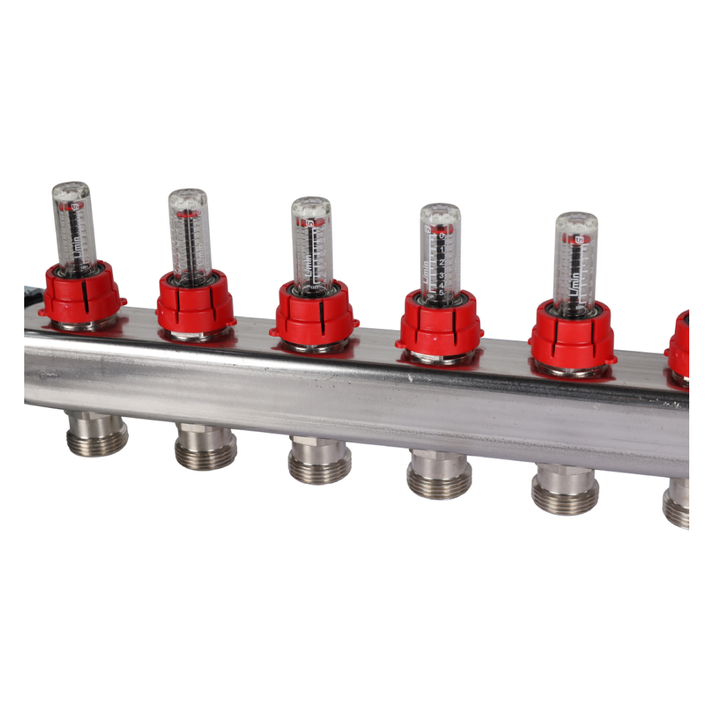 Коллектор из нерж. стали 13 выходов с расходомерами / Stout фото на multiBOX