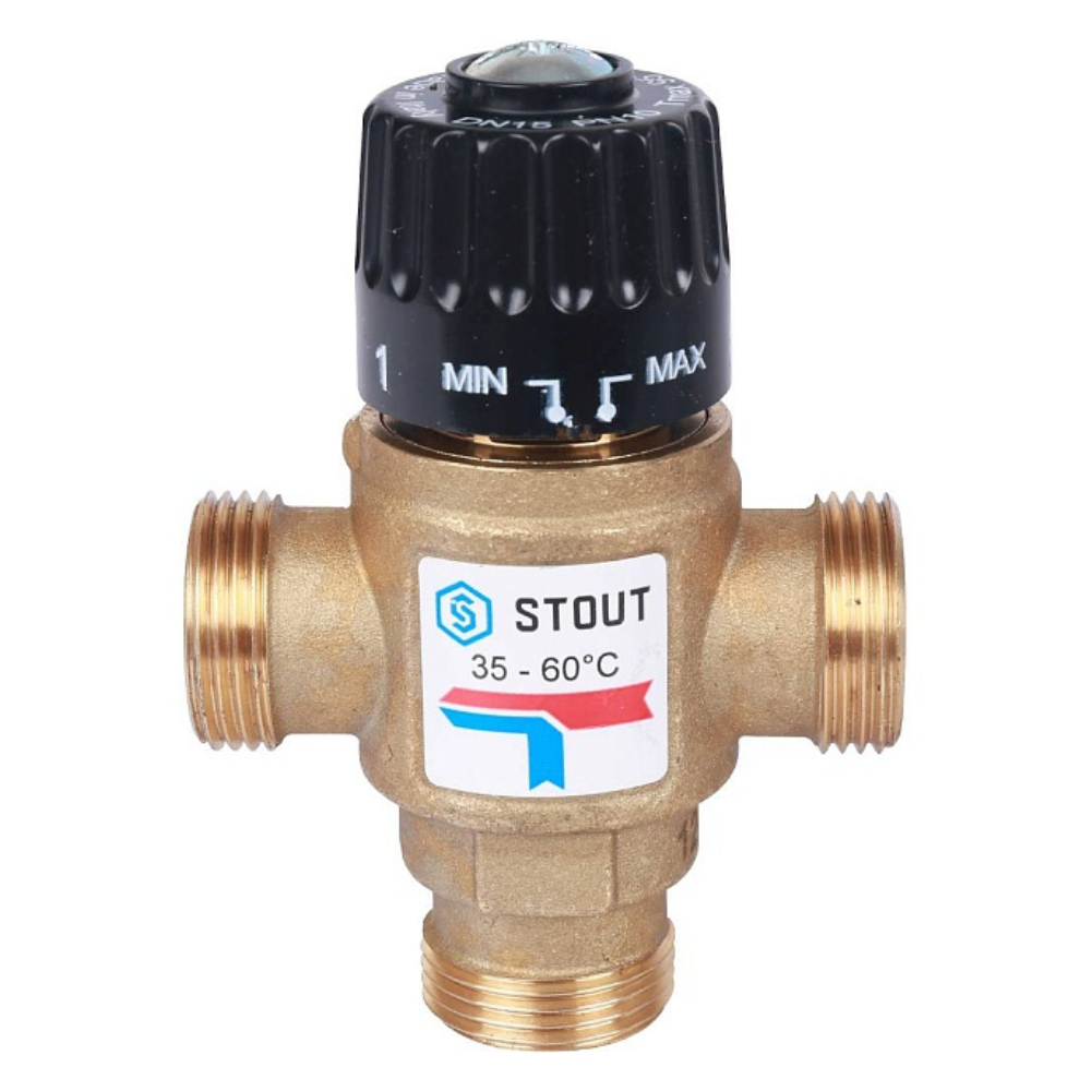 Термостатический смесительный клапан 3/4" НР, 35-60°С, KVs 1.6 / Stout фото на multiBOX