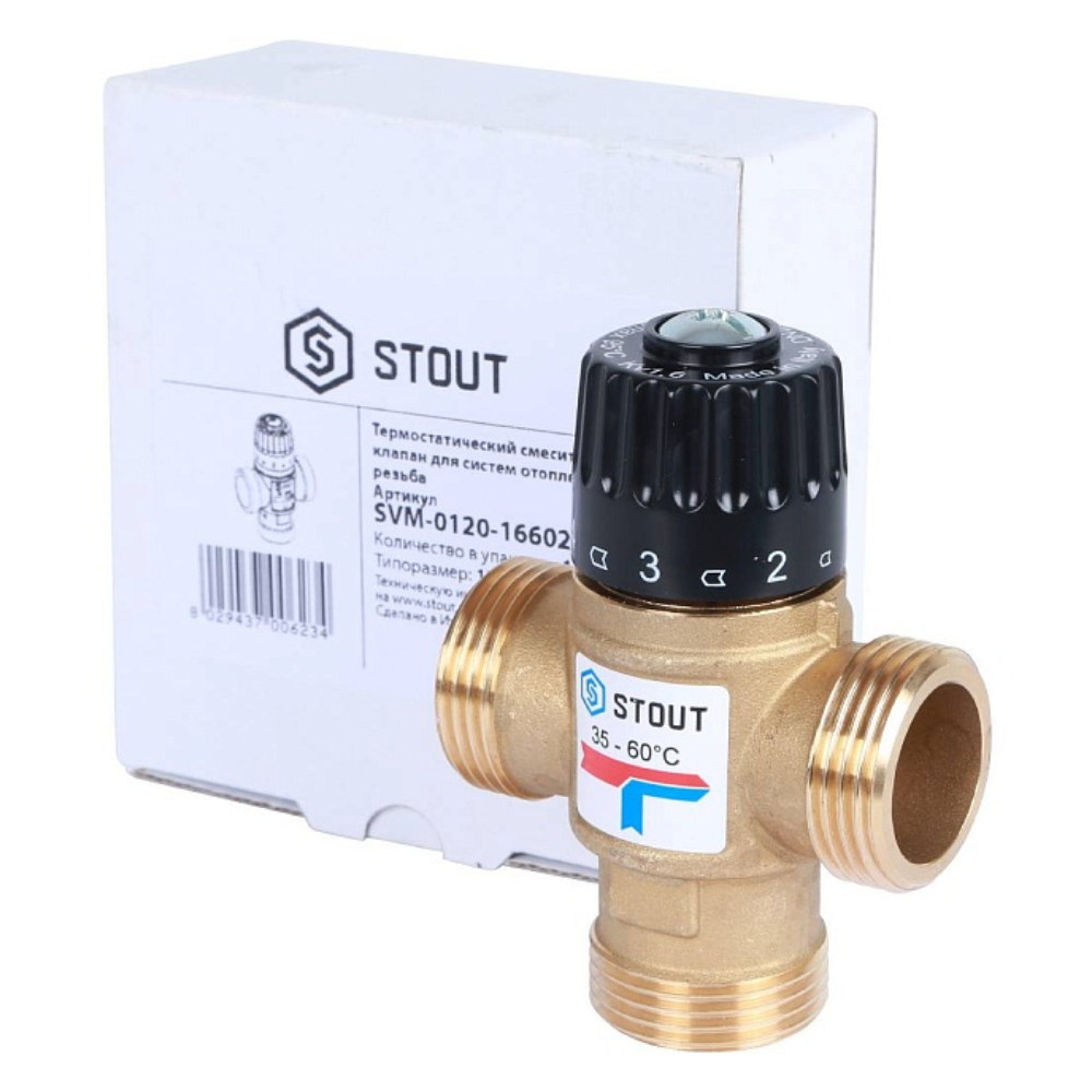 Термостатический смесительный клапан 1" НР, 35-60°С, KVs 1.6 / Stout фото на multiBOX