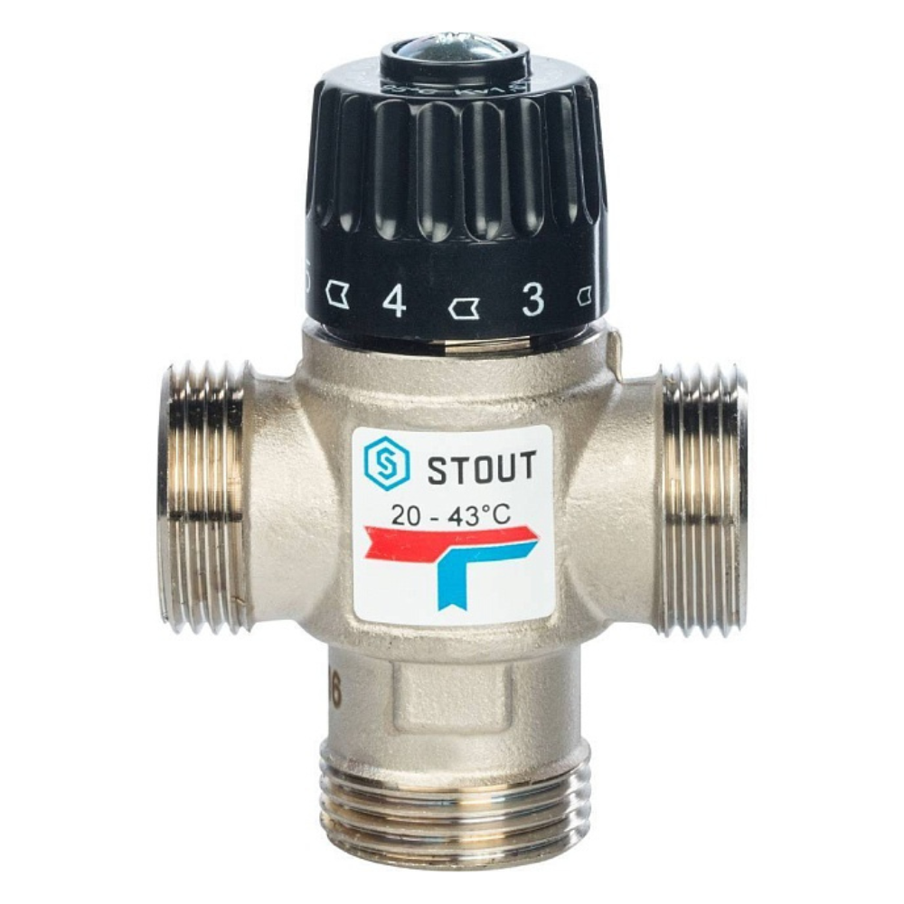 Термостатический смесительный клапан 1" НР, 20-43°С, KVs 2.5 / Stout фото на multiBOX