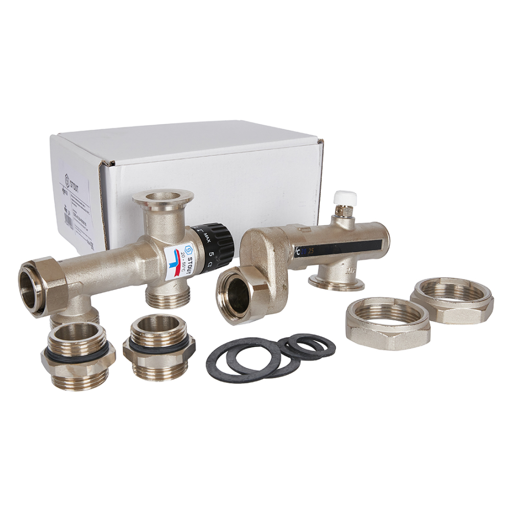 Насосно-смесительный узел с терм. клапаном 20-55°C, без насоса / Stout фото на multiBOX