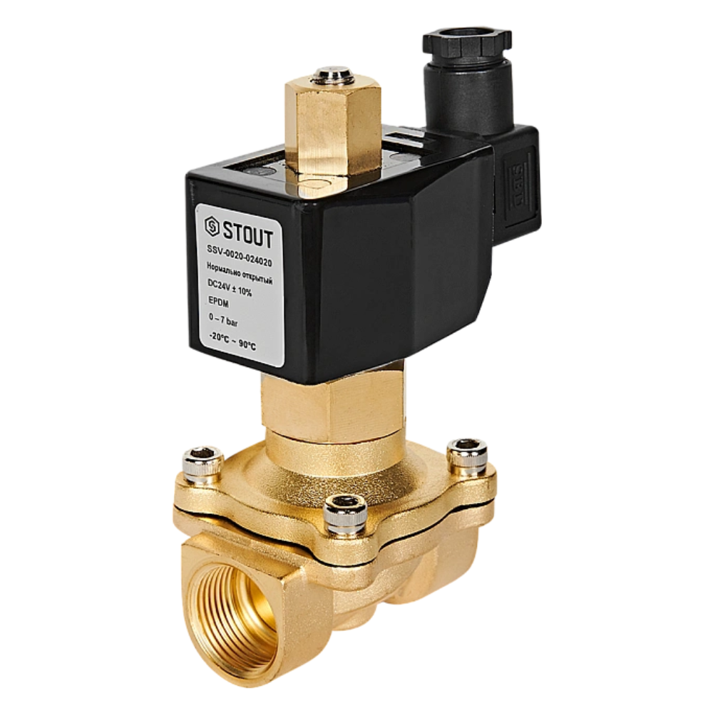 Электромагнитный клапан 3/4" НО, 24В, прямого действия / Stout фото на multiBOX