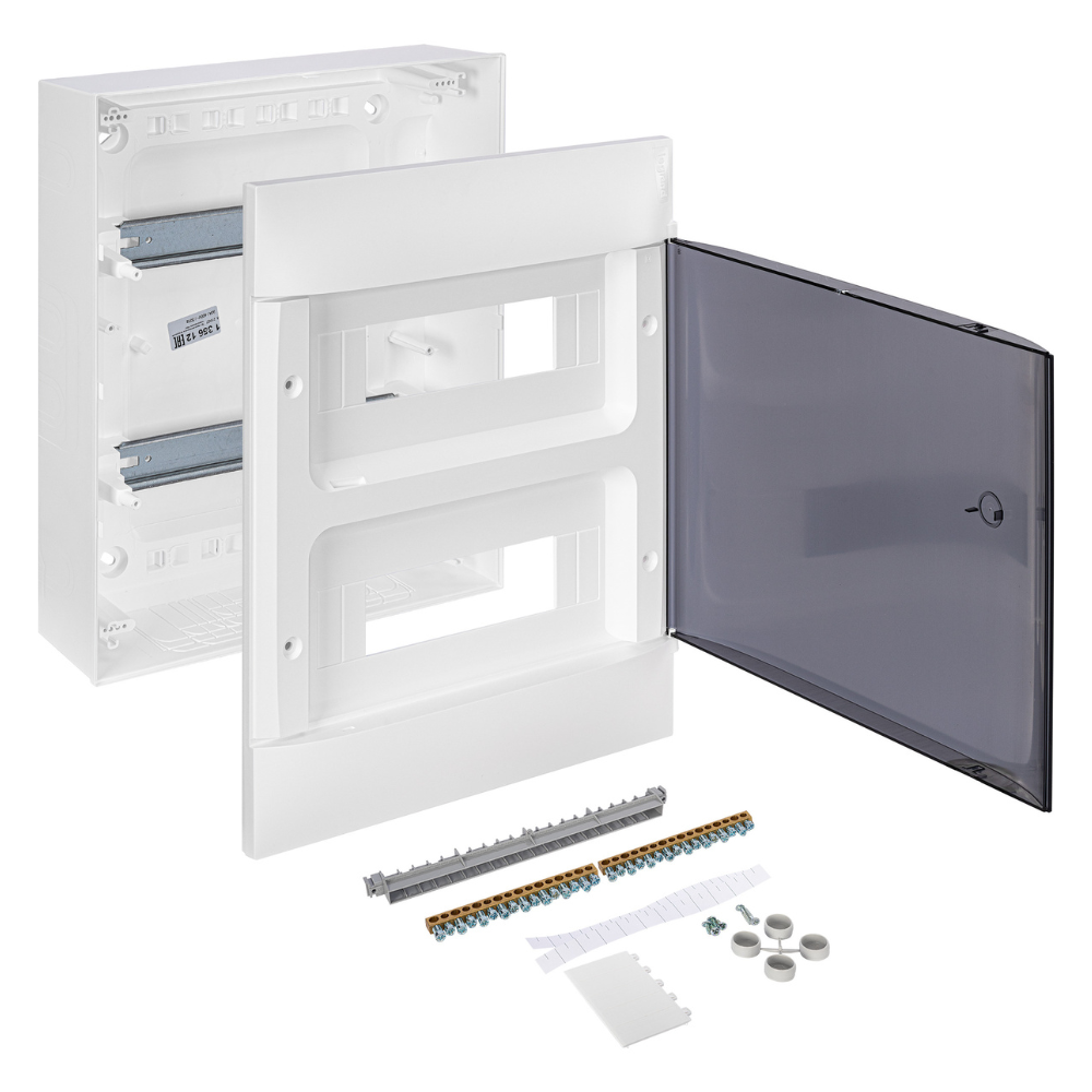 Щиток накладной PRACTIBOX S 24M / 2x12, прозрачная дым. дверь, N+PE, IP40 / Legrand фото на multiBOX