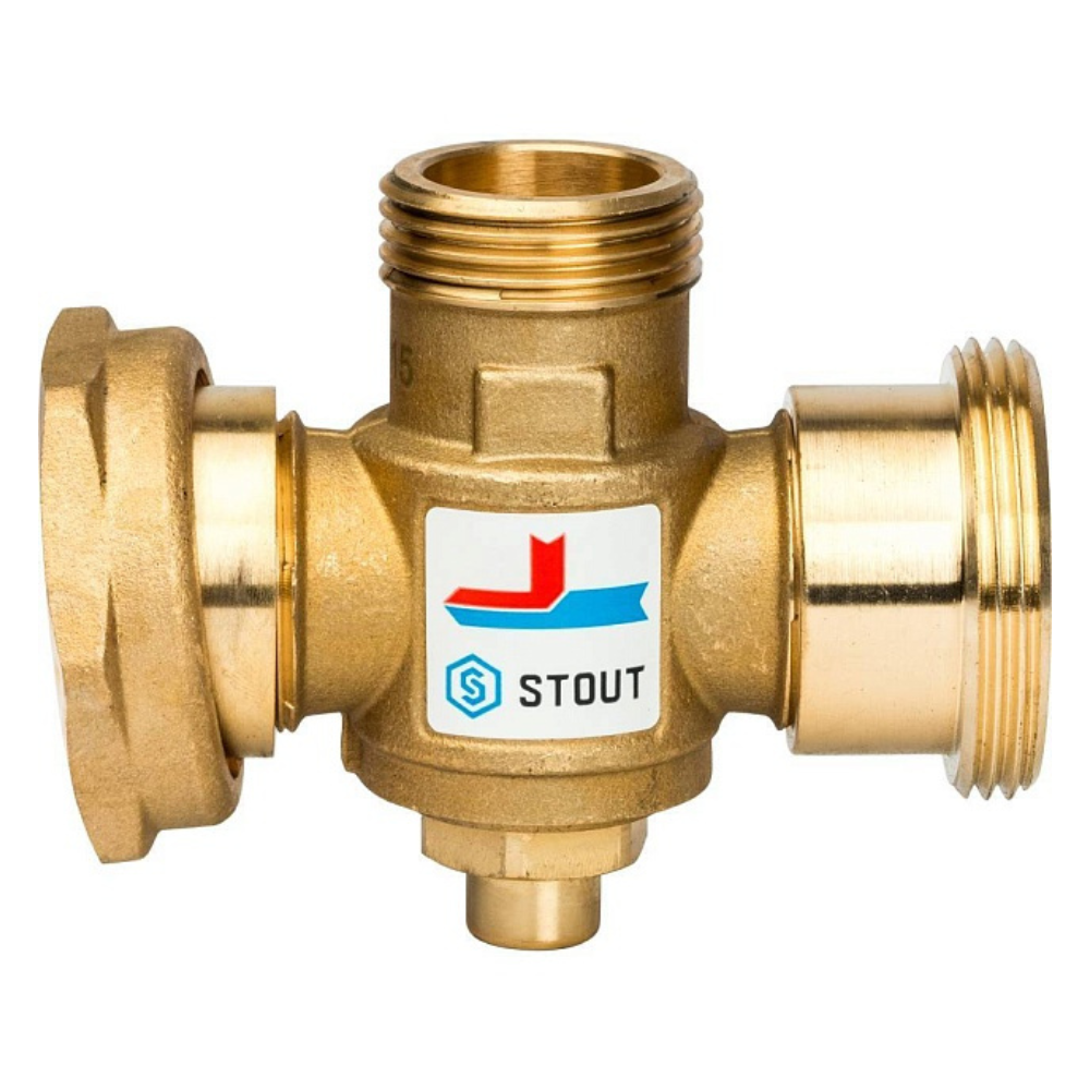 Термостатический смесительный клапан 1 1/2" НР - 1 1/2" ВР - 1" НР, 70°С / Stout фото на multiBOX