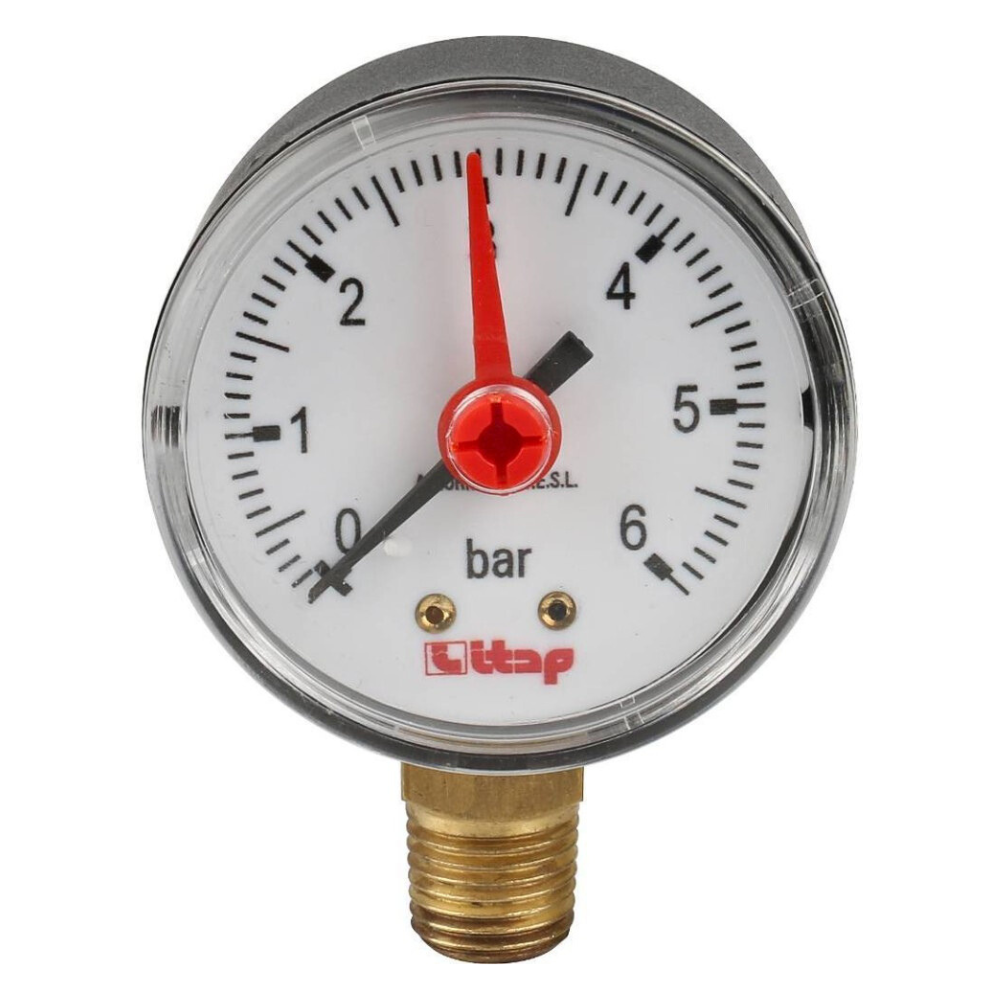 Манометр радиальный 482R, 1/4", 63 мм, 0...6 бар с указателем предела / Itap фото на multiBOX