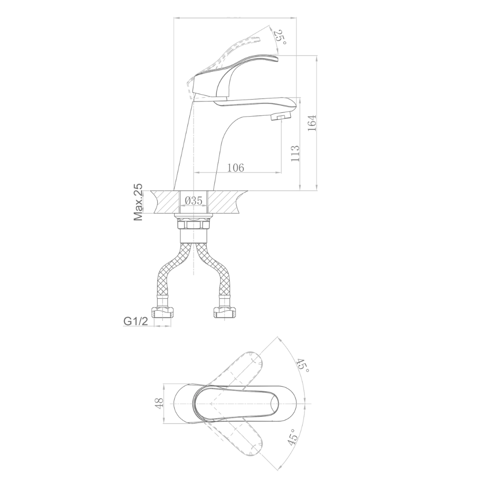 Смеситель для умывальника (Lt) D35, серия IRIS хром (A5-0221) / A-five фото на multiBOX