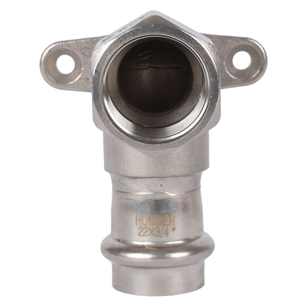 Угольник настенный ВПр-ВР 22х3/4" из нерж. стали с креплением прессовой / Rommer фото на multiBOX