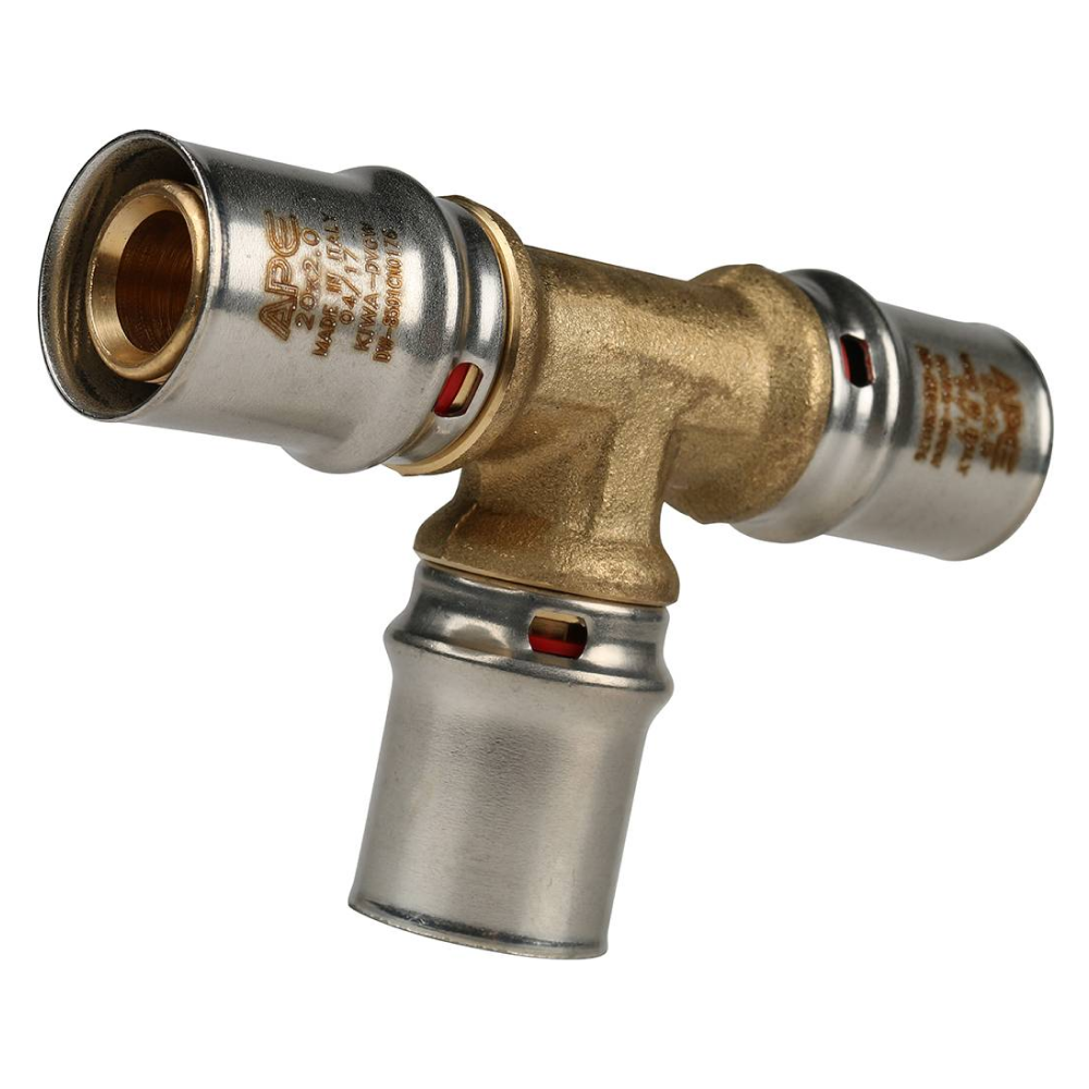 Тройник равнопроходный 20х20х20 для металлопластиковых труб прессовой / Stout фото на multiBOX