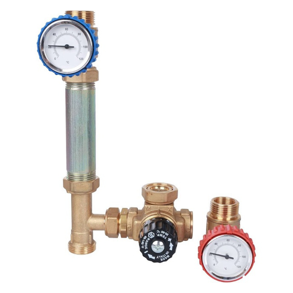 Насосная группа с терм. смесительным клапаном 3/4" в теплоизоляции, без насоса / Stout фото на multiBOX