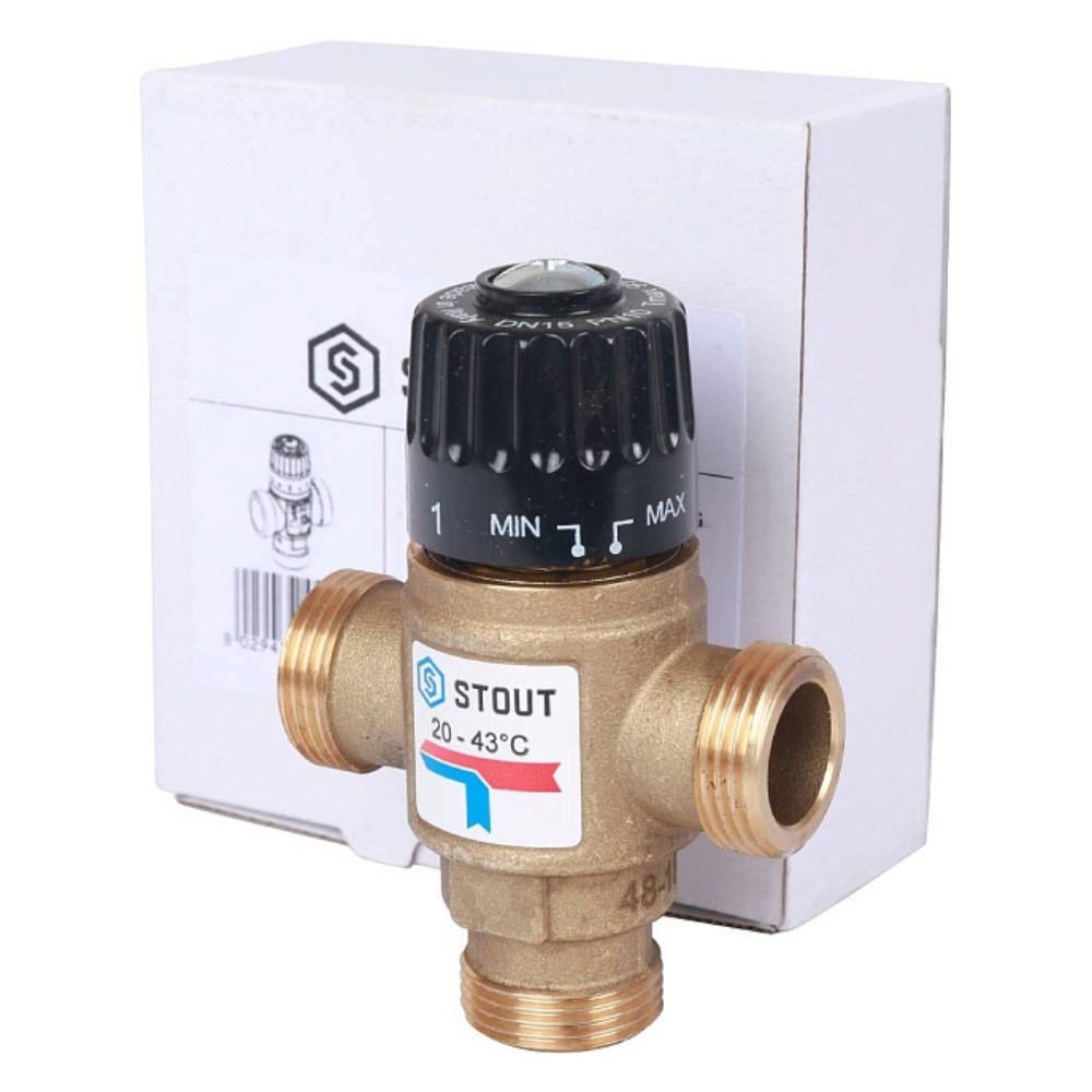 Термостатический смесительный клапан 3/4" НР, 20-43°С, KVs 1.6 / Stout фото на multiBOX