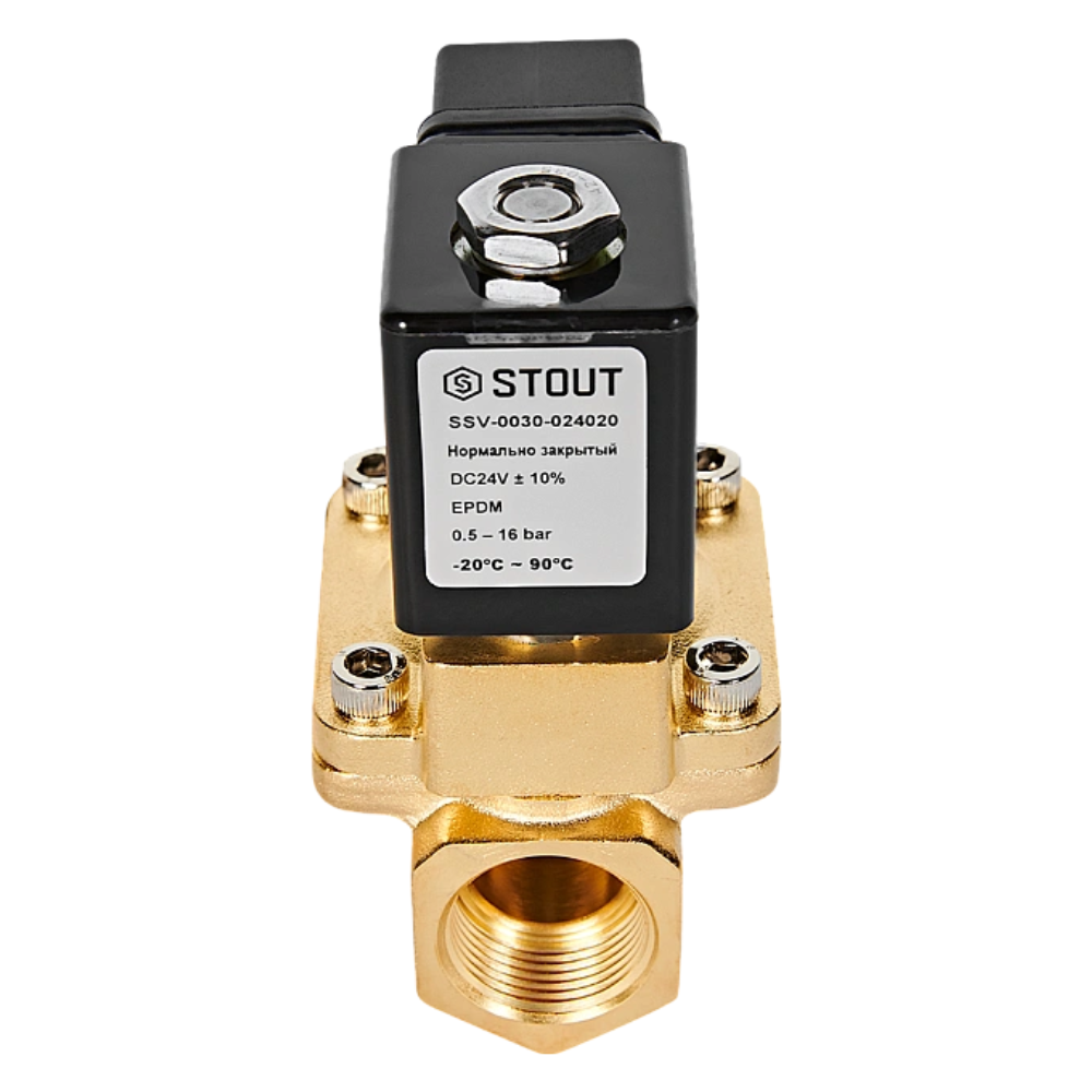 Электромагнитный клапан 3/4" НЗ, 24В, непрямого действия / Stout фото на multiBOX