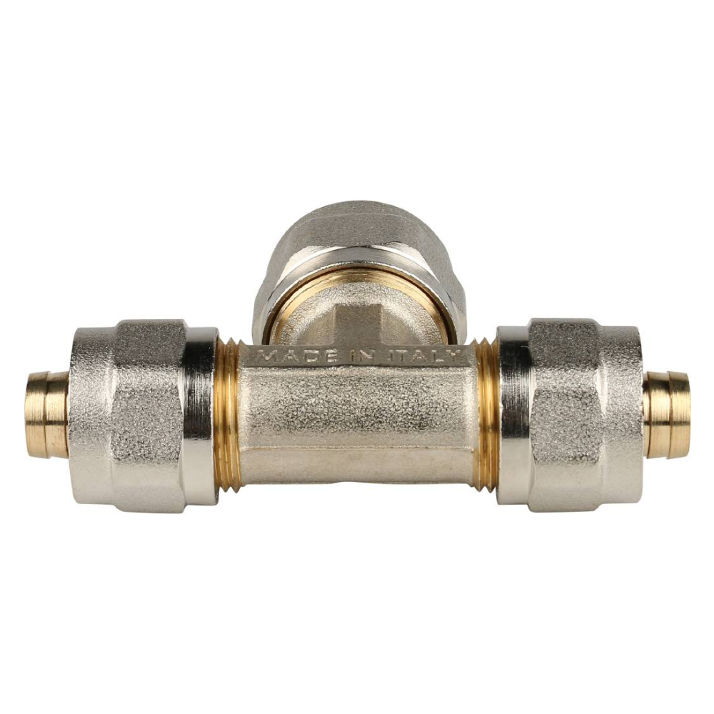 Тройник переходной 16x20x16 для металлопластиковых труб винтовой / Stout фото на multiBOX