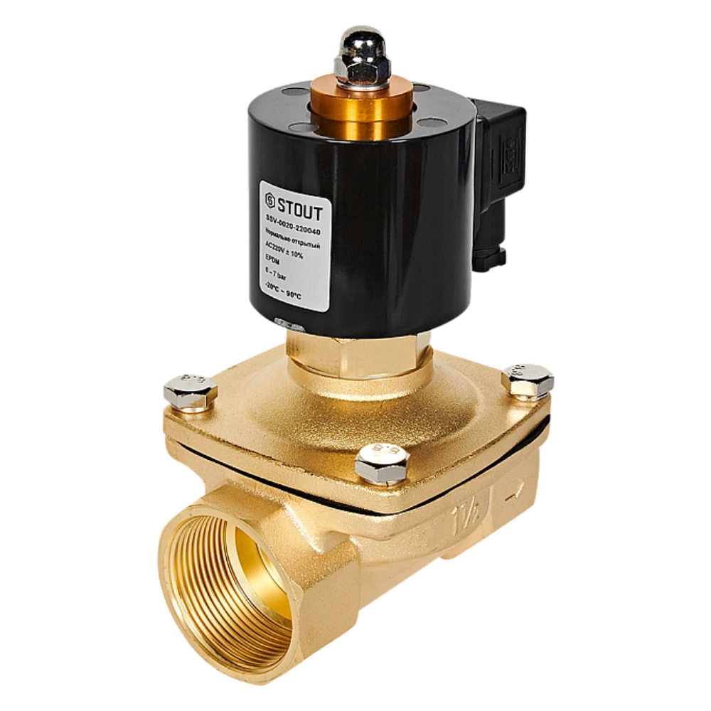 Электромагнитный клапан 1 1/2" НО, 220В, прямого действия / Stout фото на multiBOX