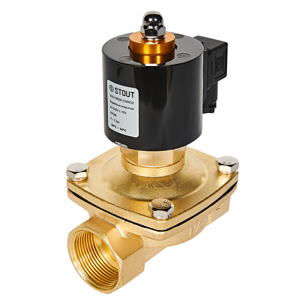 Электромагнитный клапан 1 1/4" НО, 220В, прямого действия / Stout фото на multiBOX