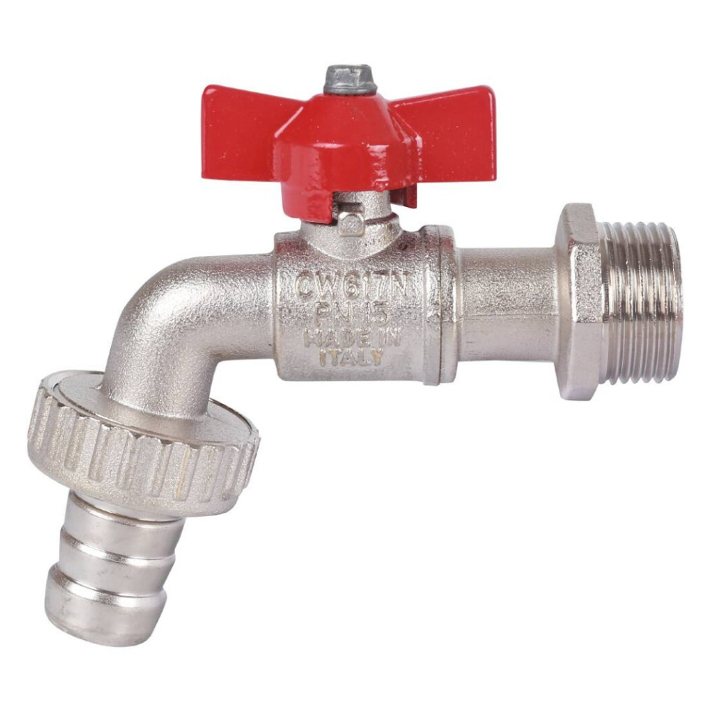 Кран шаровый сливной GAR 168, 3/4" НР с латунным штуцером, ручка рычаг / Itap фото на multiBOX