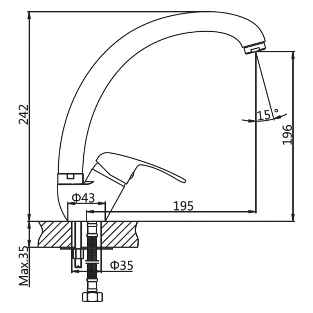 Смеситель для кухни (Lt) D35, серия ZKN (AVZKN4-A267-647) / AV Engineering фото на multiBOX