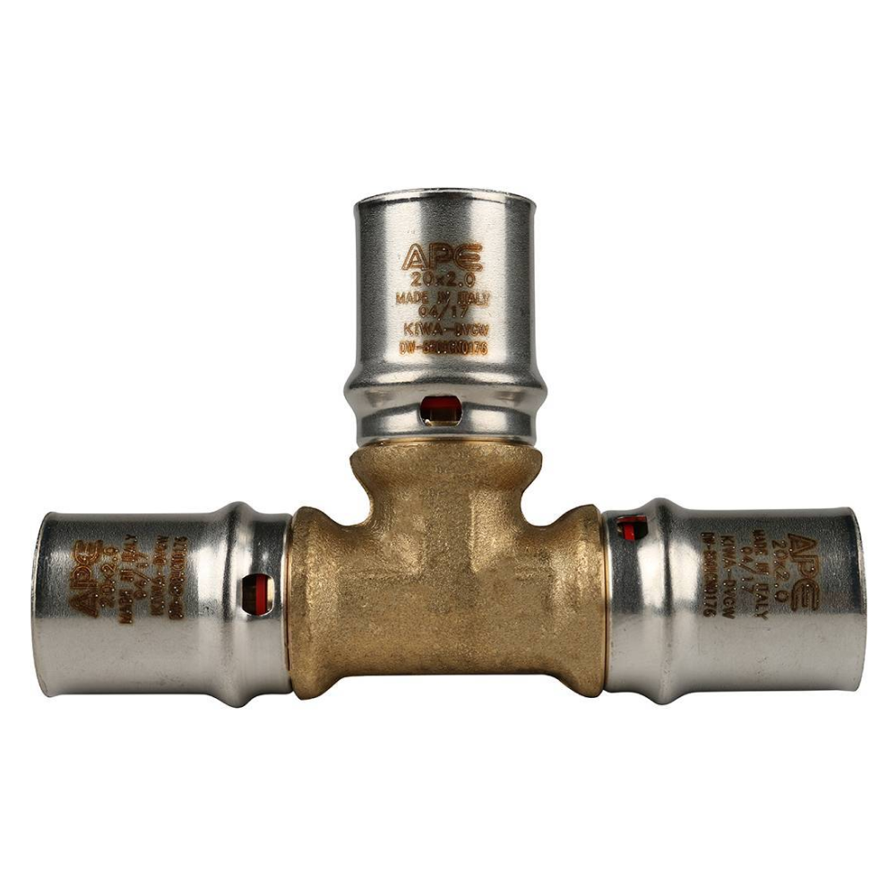 Тройник равнопроходный 20х20х20 для металлопластиковых труб прессовой / Stout фото на multiBOX