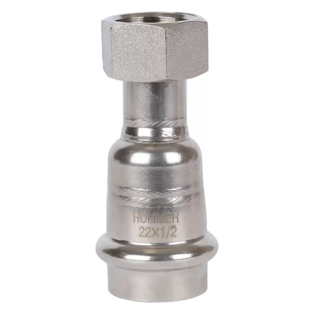 Переходник с накидной гайкой ВПр-ВР 22х1/2" из нерж. стали прессовой / Rommer фото на multiBOX