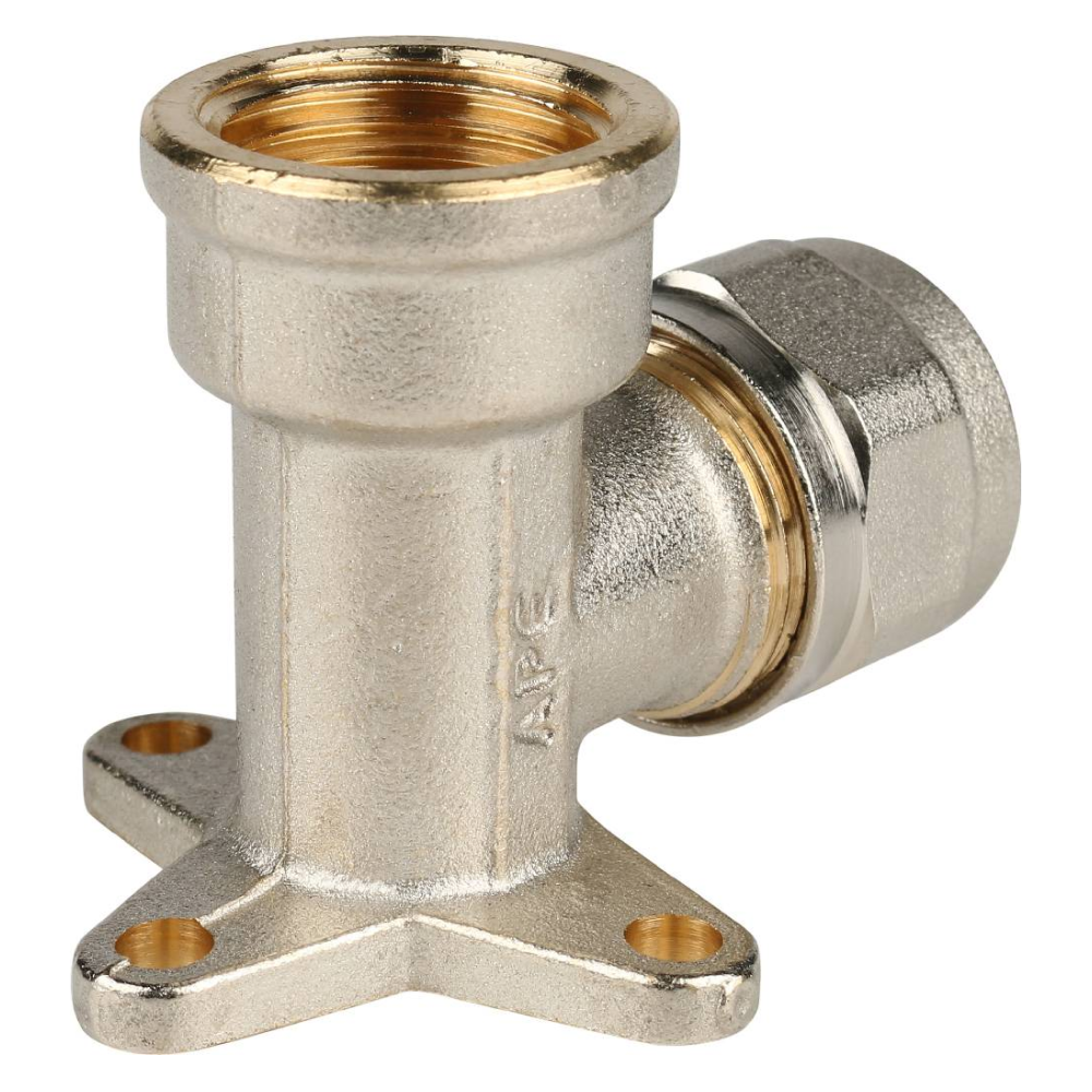 Угольник настенный с креплением 1/2"х16 для металлопластиковых труб винтовой / Stout фото на multiBOX