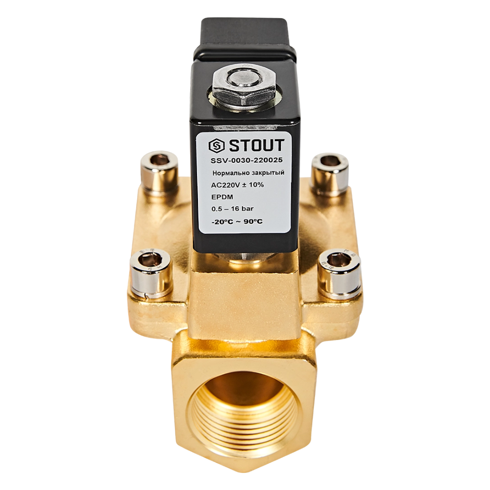 Электромагнитный клапан 1" НЗ, 220В, непрямого действия / Stout фото на multiBOX