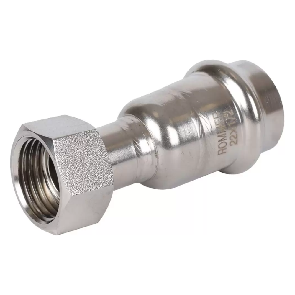 Переходник с накидной гайкой ВПр-ВР 22х1/2" из нерж. стали прессовой / Rommer фото на multiBOX