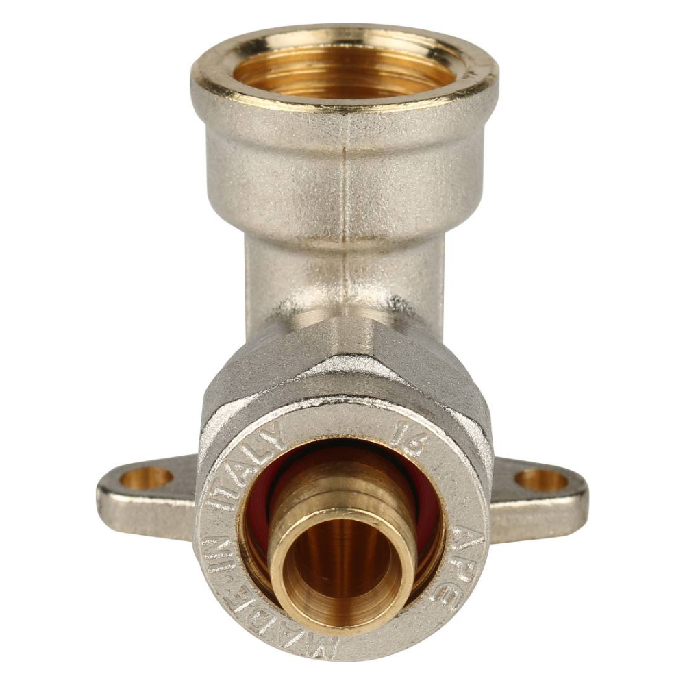 Угольник настенный с креплением 1/2"х16 для металлопластиковых труб винтовой / Stout фото на multiBOX