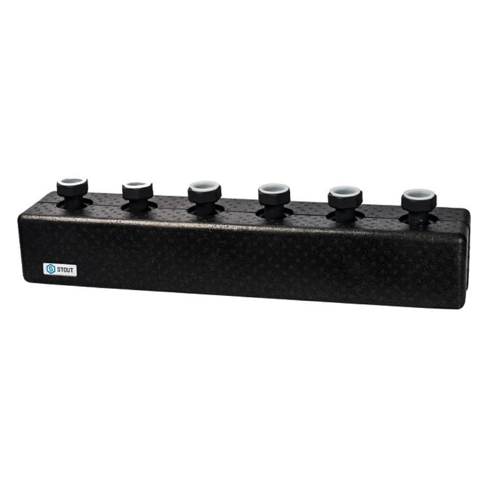 Распределительный коллектор на 3 контура DN25 в теплоизоляции / Stout фото на multiBOX