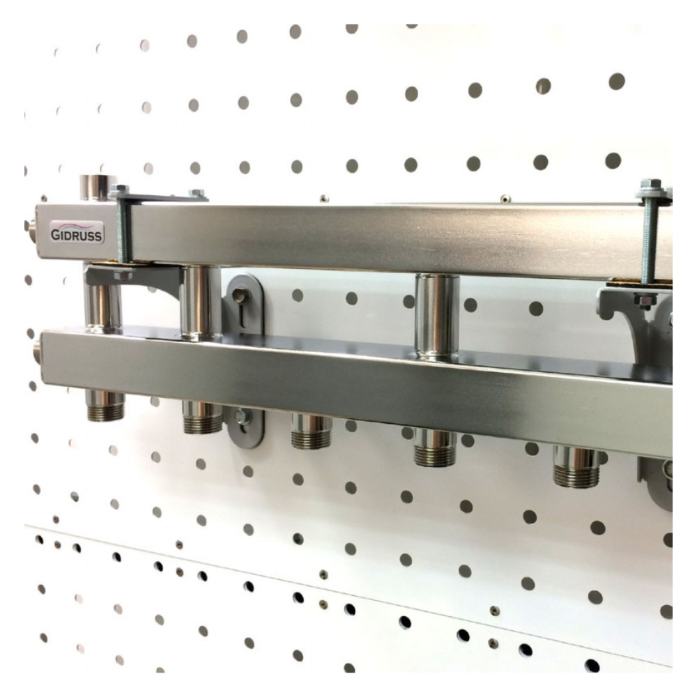 Модульный коллектор на 3+1 контура MKSS-40-4D до 40 кВт, нерж. сталь, магистраль 3/4", 4 контура 3/4" / Gidruss фото на multiBOX