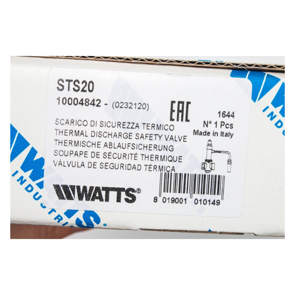Защитный клапан от перегрева STS 20 / 1300 мм для твердотопливного котла, 3/4" ВР / Watts фото на multiBOX