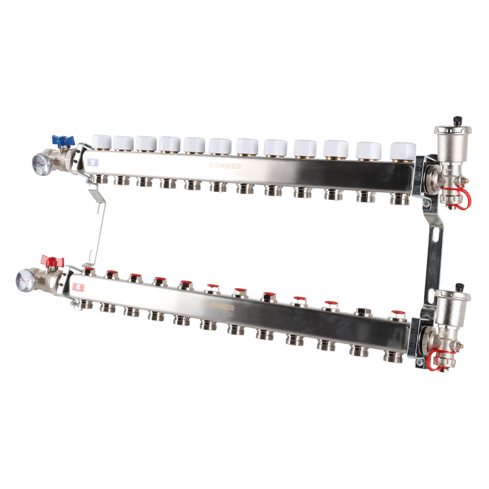 Коллектор из нерж. стали 12 выходов в сборе без расходомеров / Rommer фото на multiBOX