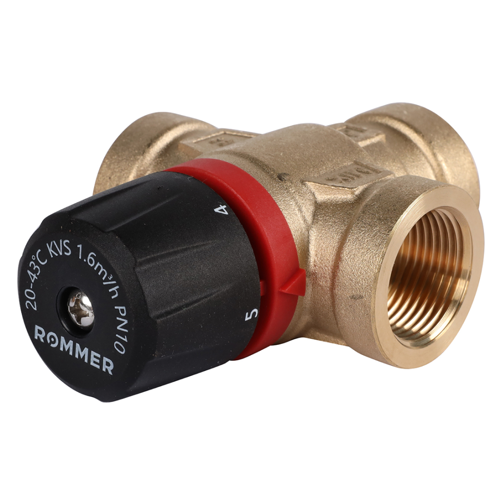 Термостатический смесительный клапан 3/4" ВР, 20-43°С, KVs 1.6 (боковое смешивание) / Rommer фото на multiBOX