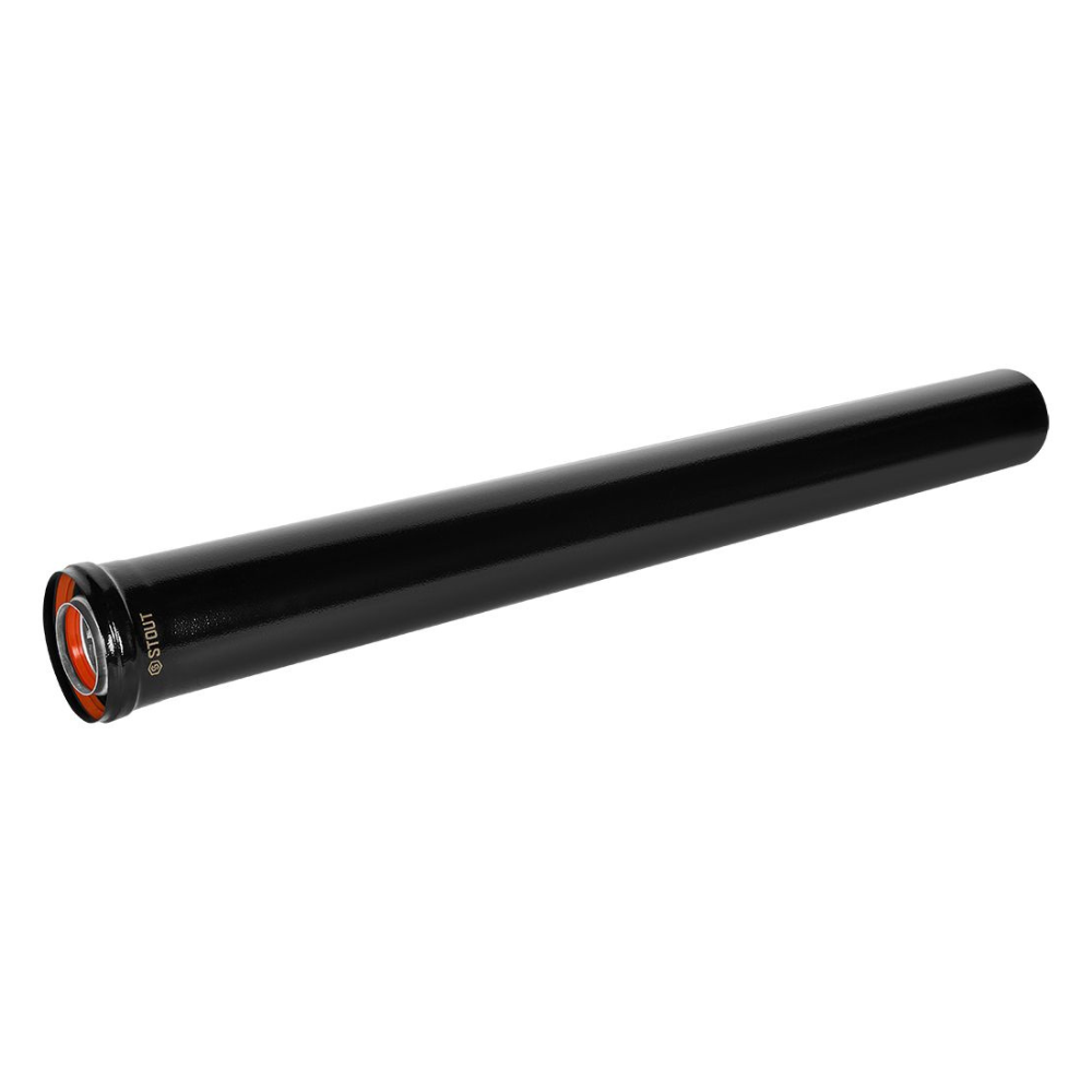 Удлинитель D60/100 п-м L1000 мм, черный, традиционный / Stout фото на multiBOX